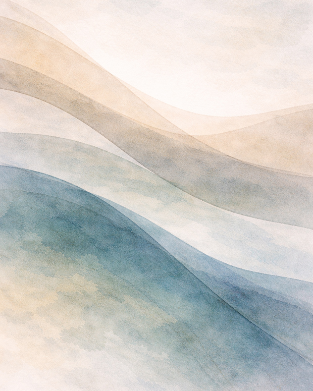 Document intelligence - stratified watercolor with muted mineral palette